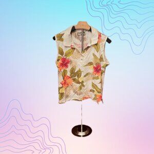 CARRIBEAN JOE Floral Sleeveless Button-Up Size Large